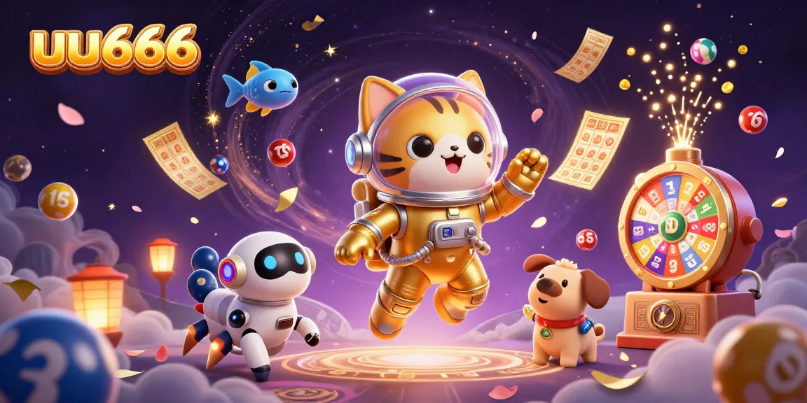 Experience the excitement of uu666 with vibrant lottery elements in an engaging cosmic scene.