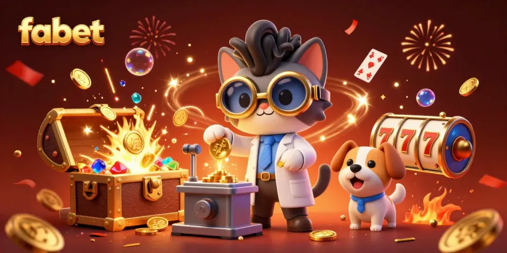 Experience thrilling gaming moments with fabet's exciting, festive casino adventures featuring vibrant characters and gold coins.