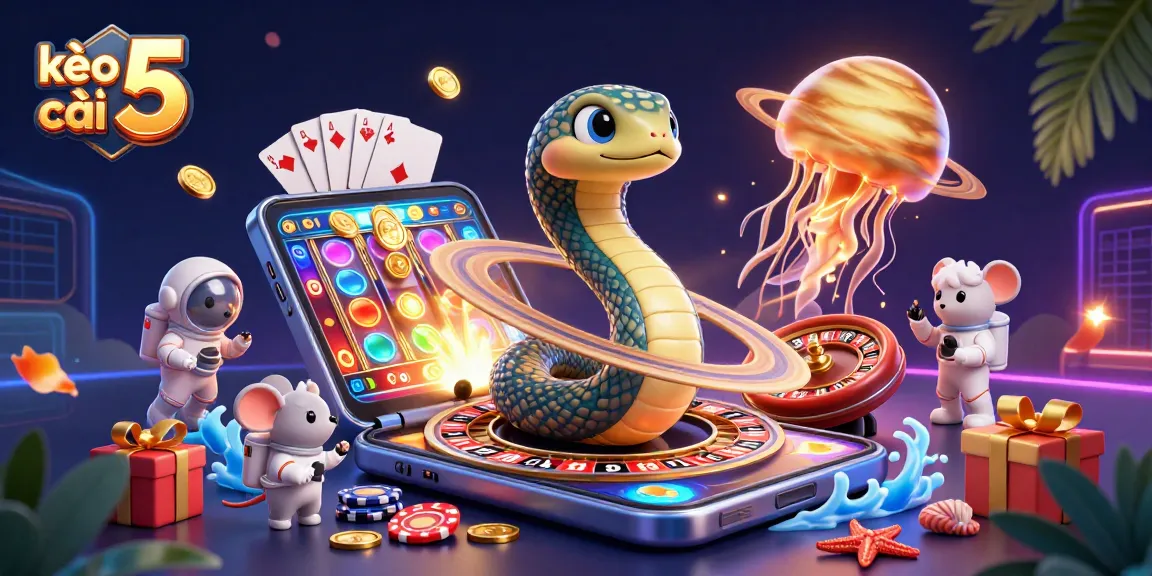 Experience thrilling action with kèo nhà cái 5 as cartoon characters engage in cosmic casino games.