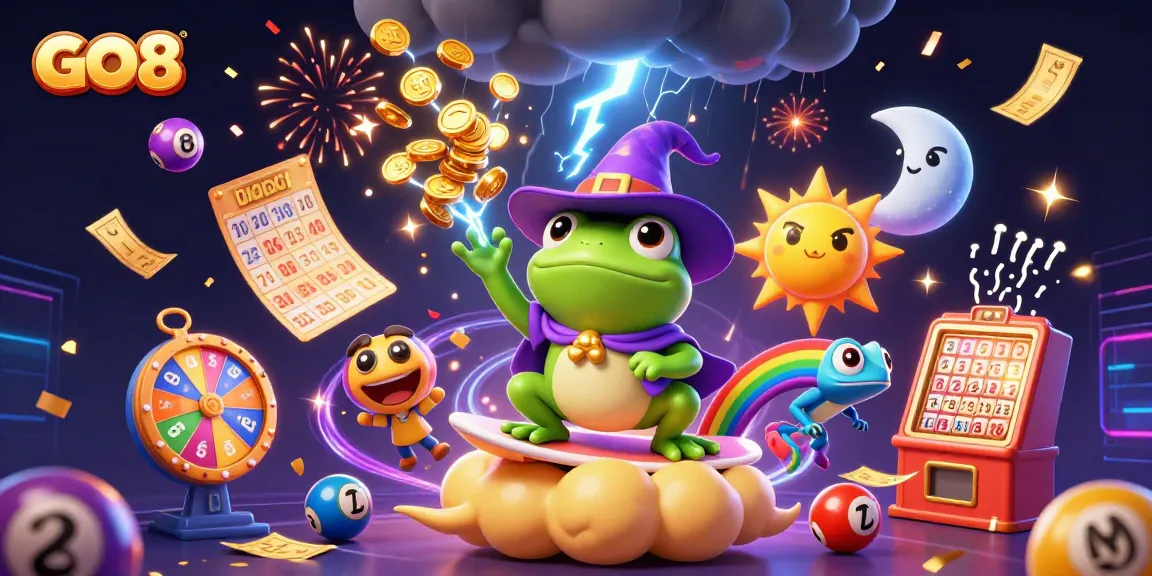 Experience the magic of GO8, where vibrant lottery balls bounce amidst riches and excitement.