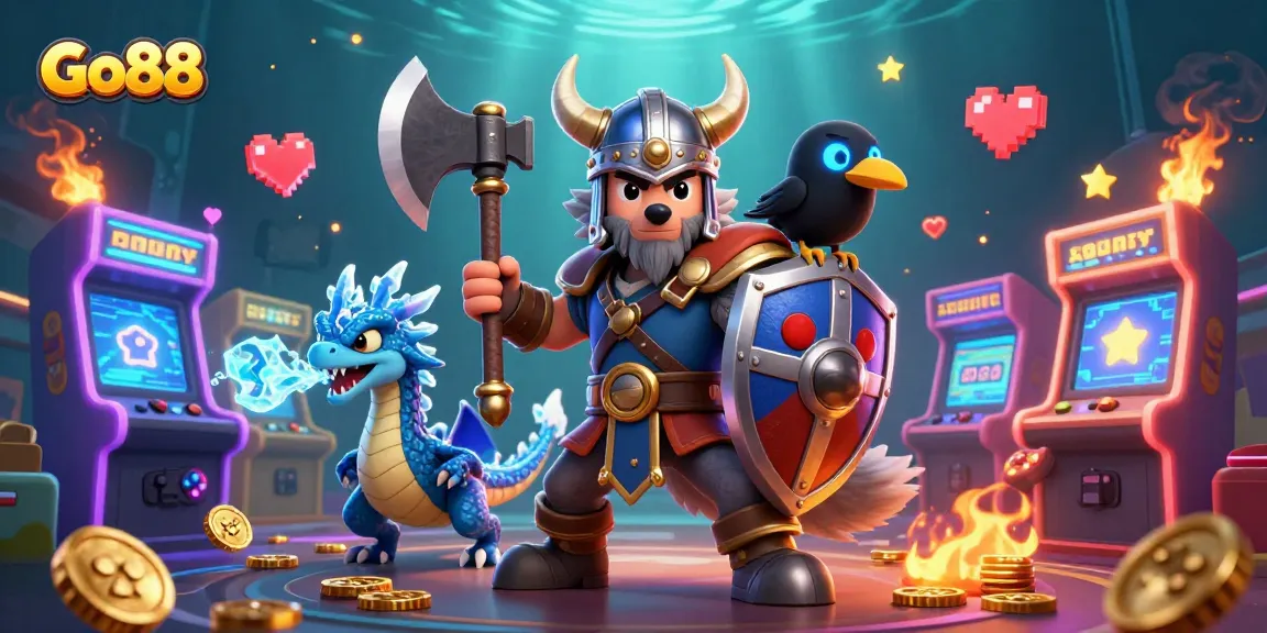 Experience thrilling gameplay at Go88, where the Viking warrior and dragon conquer the casino!