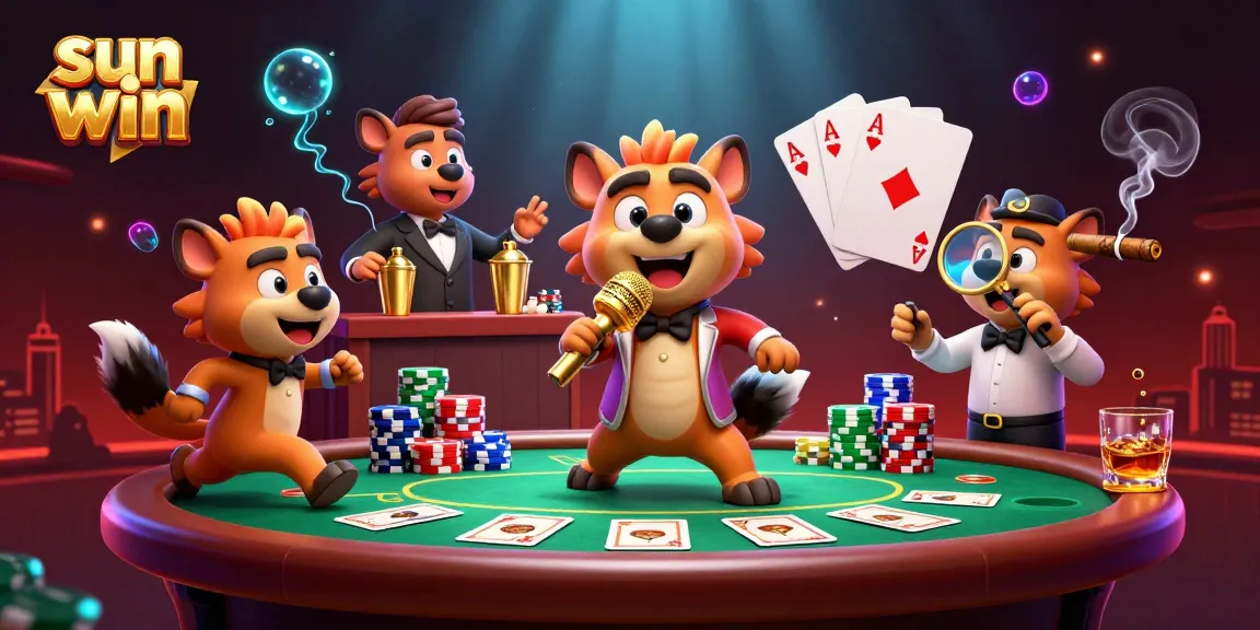 Experience excitement in sun win's vibrant casino with hyenas bringing joy and laughter.